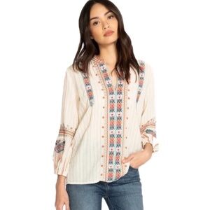 Johnny Was Claudine Paris embroidered blouse Size XS